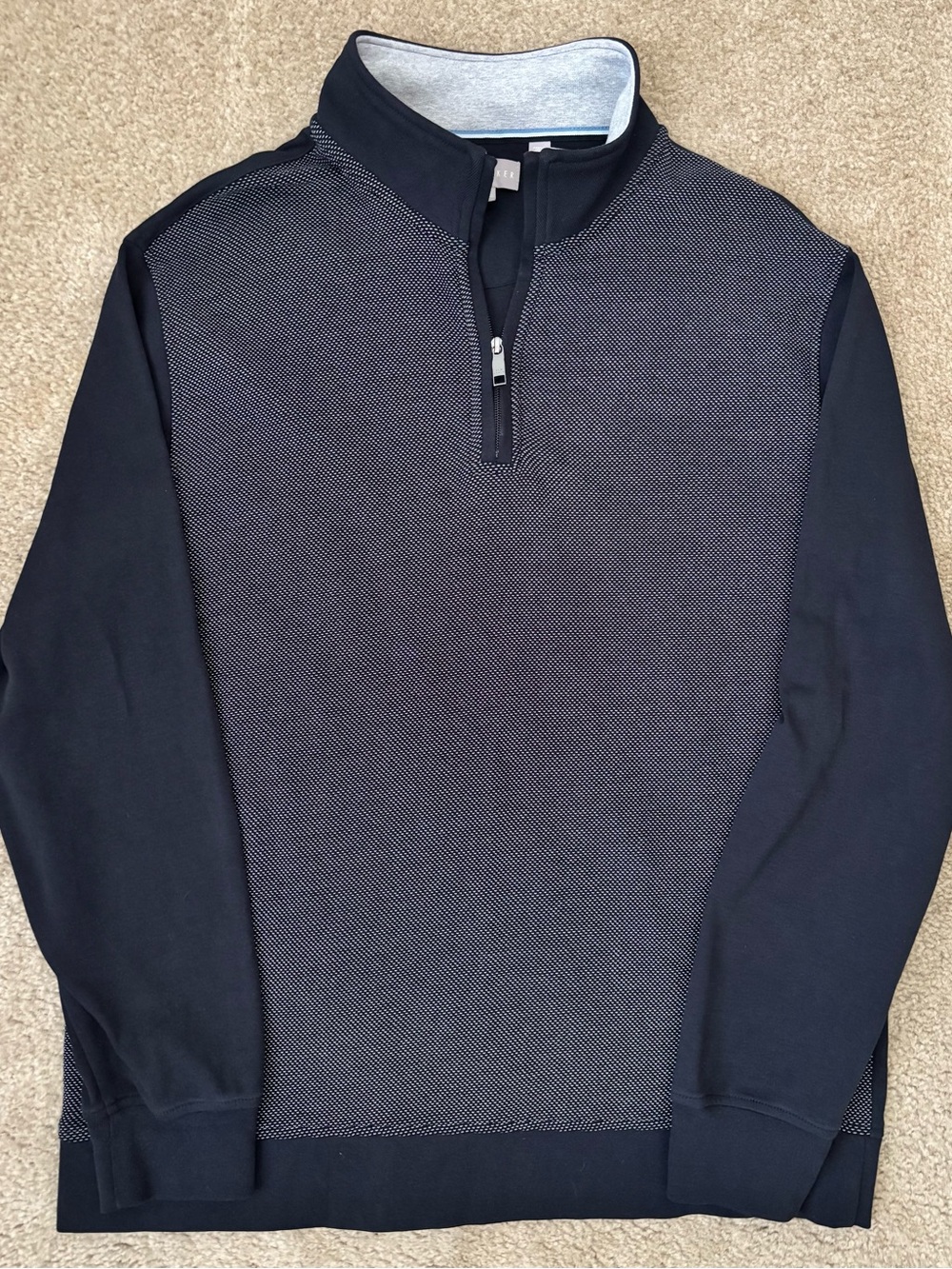 Ted Baker Navy Textured Quarter-Zip Sweater